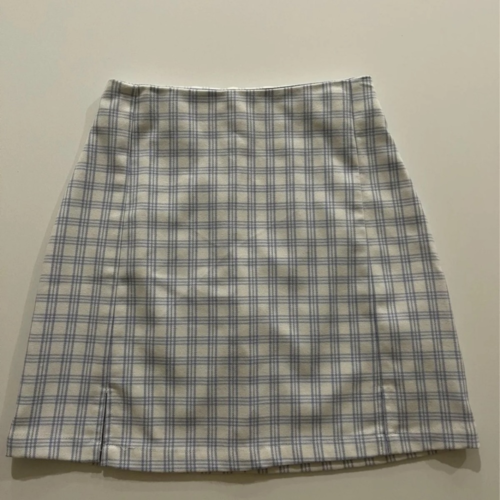 Brandy Melville Pastel Blue Plaid Cara Skirt. (Size One Size).